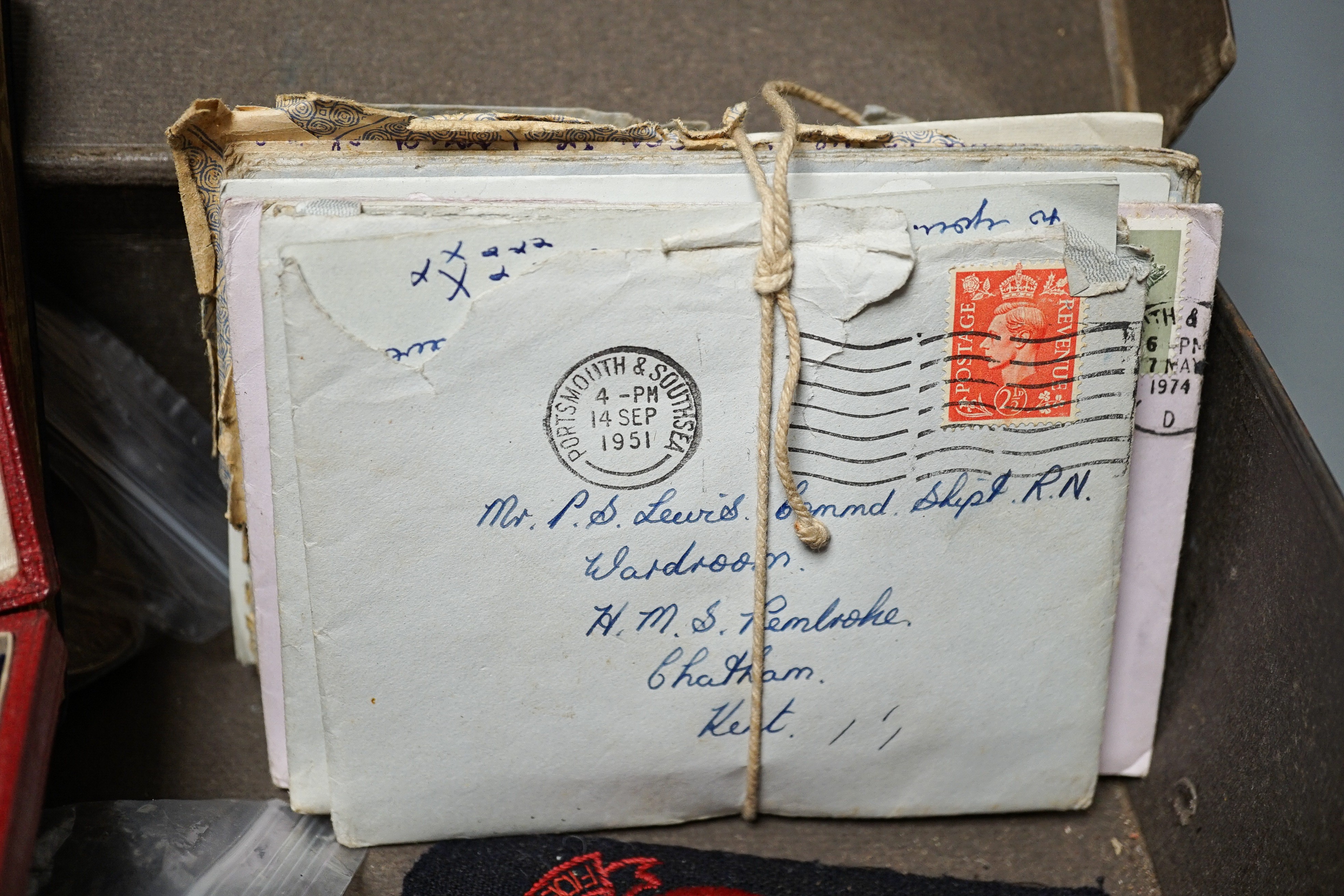 A group of naval related items including plaques, medals, diary, letters etc. and a group of coins.